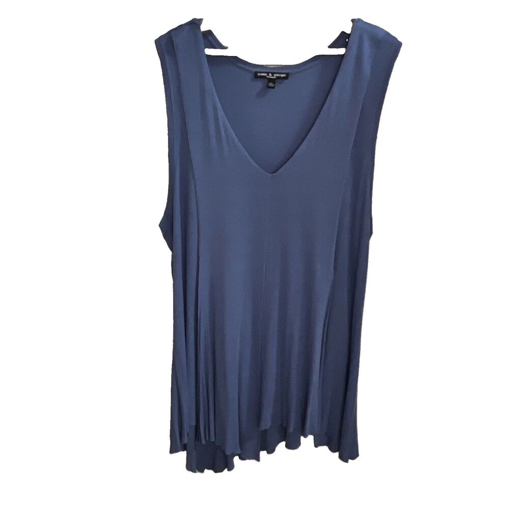 Cable And Gauge Sleeveless Top Periwinkle Blue Asymmetrical Rough Edges 2XL